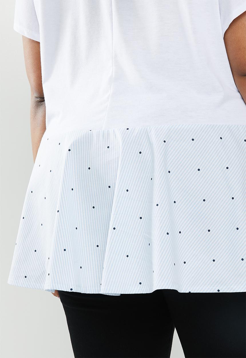 edit Plus - Peplum tee - white & blue 