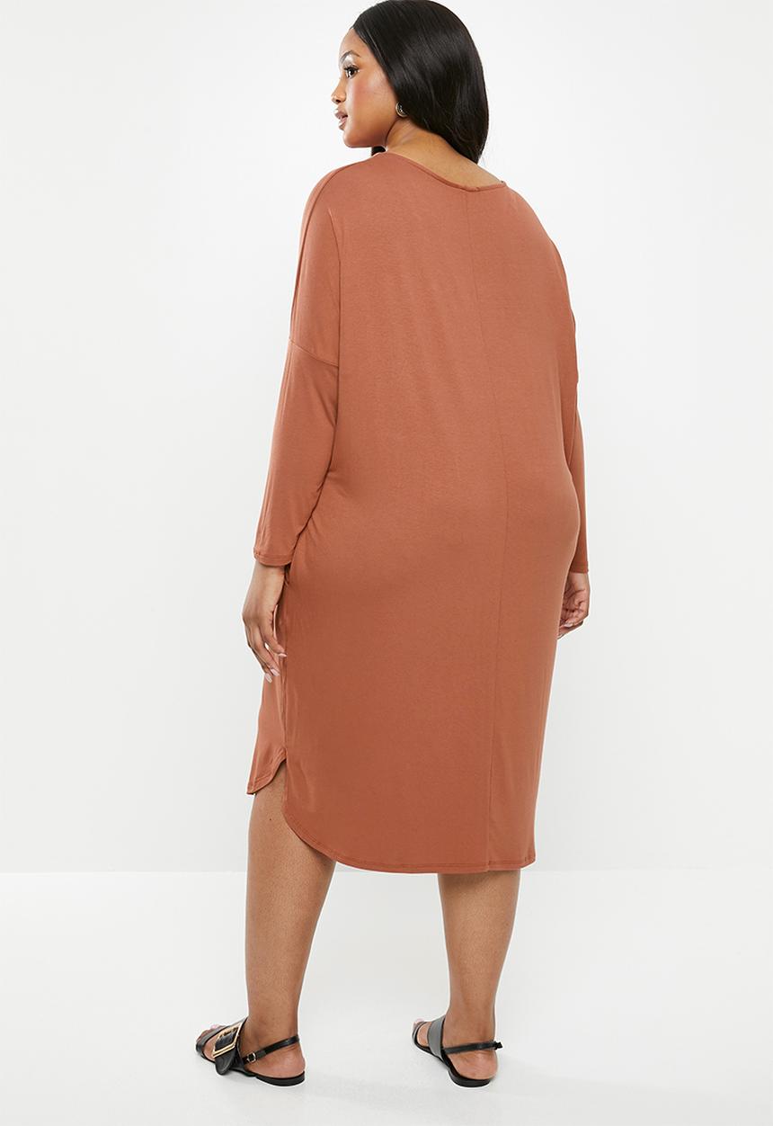 edit Plus - Pocket tee dress - rust