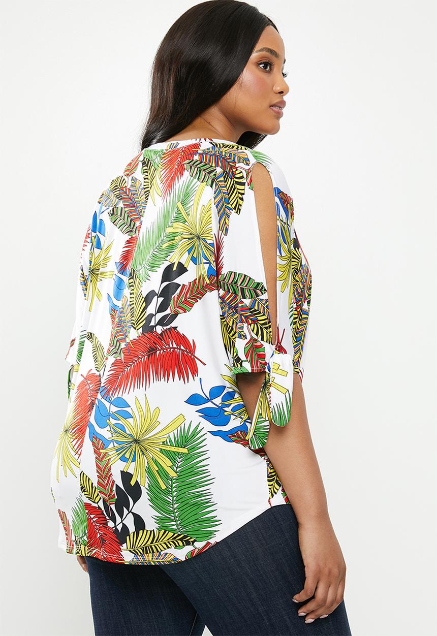 edit Plus - T-shirt with tie sleeve - multi