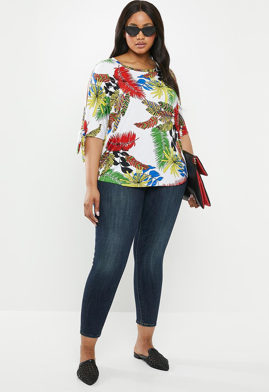 edit Plus - T-shirt with tie sleeve - multi