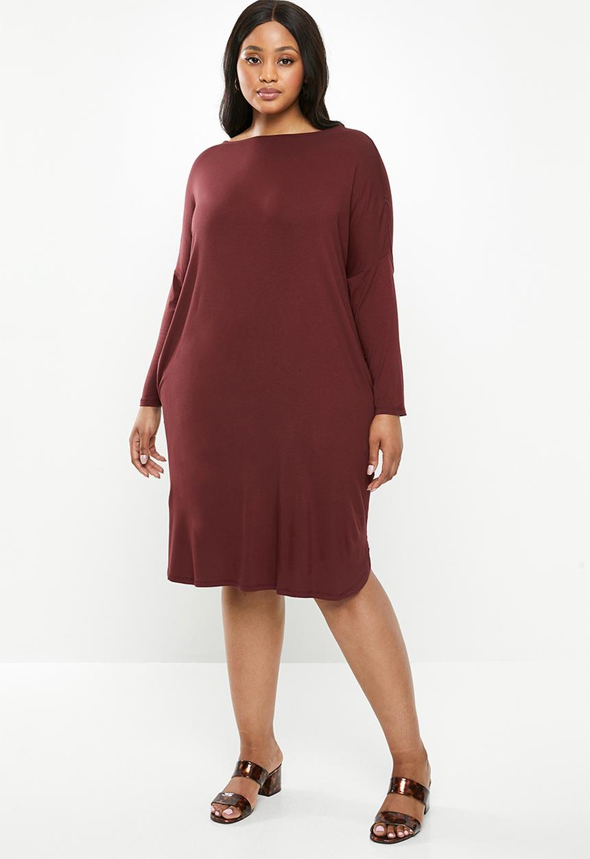 edit Plus - Pocket tee dress - burgundy