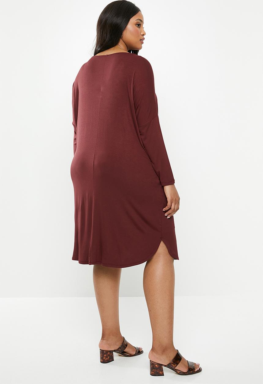 edit Plus - Pocket tee dress - burgundy