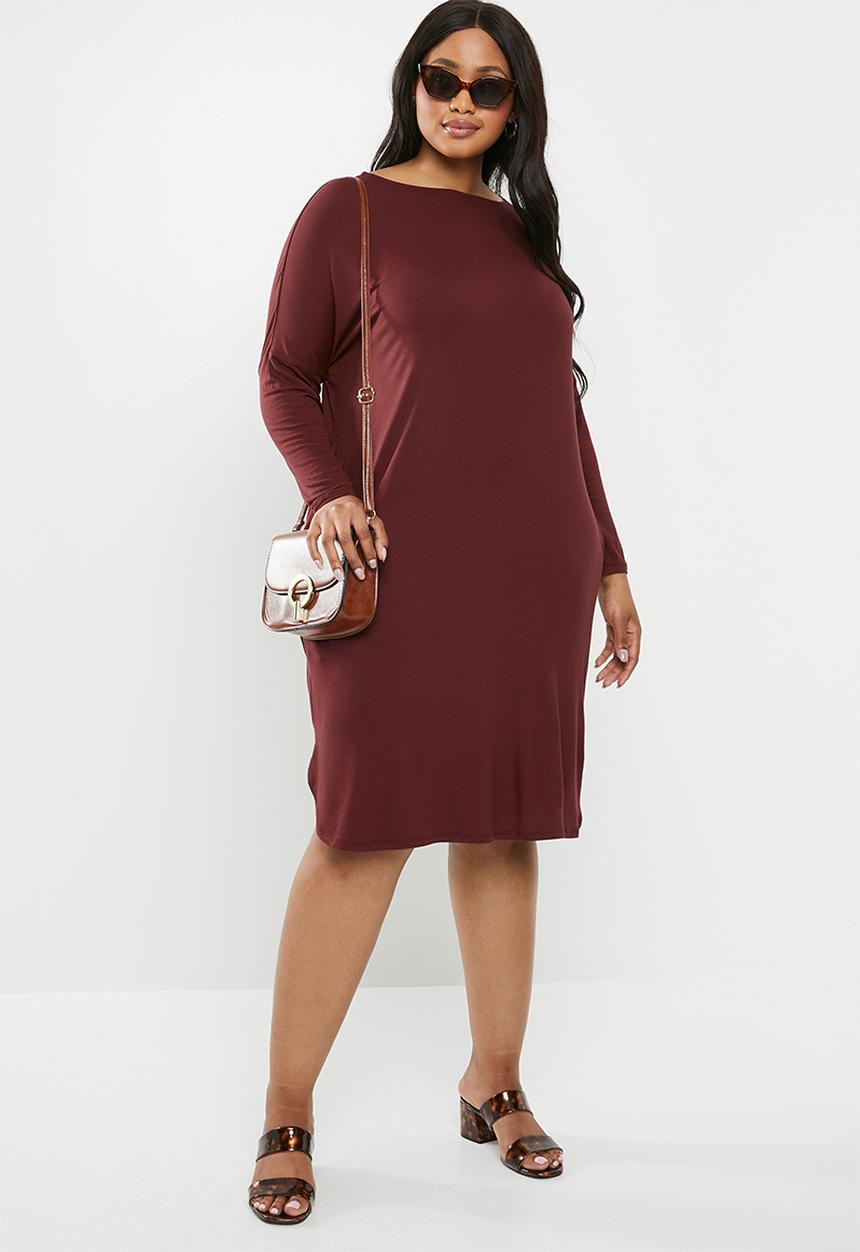 edit Plus - Pocket tee dress - burgundy