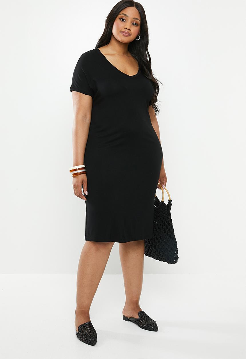 edit Plus - V-neck classic dress - black