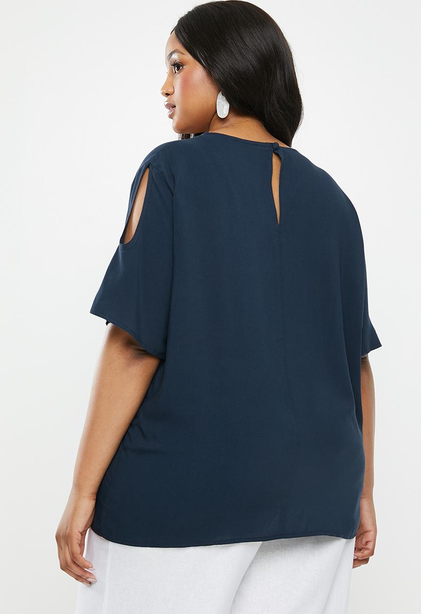 edit Plus - Keyhole blouse - navy