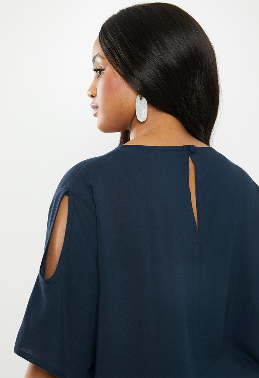 edit Plus - Keyhole blouse - navy