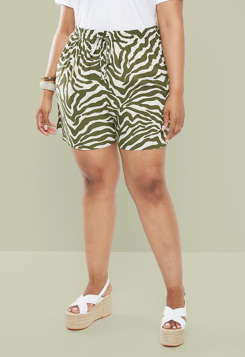 Superbalist - High waist soft shorts - green & white