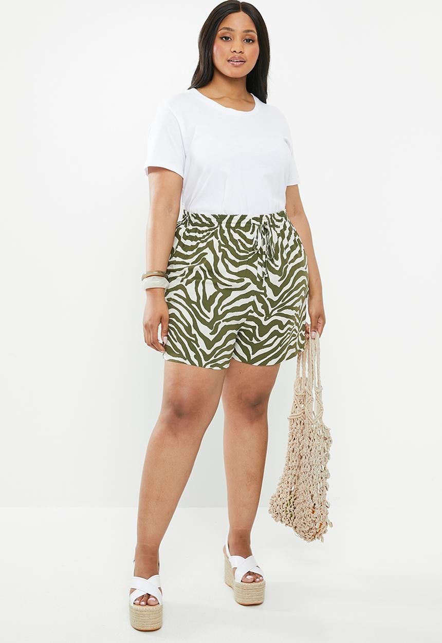 Superbalist - High waist soft shorts - green & white