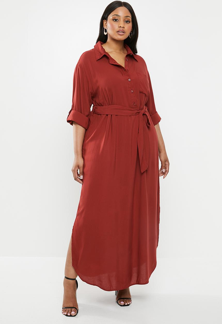 Superbalist - Maxi shirt dress - burgundy