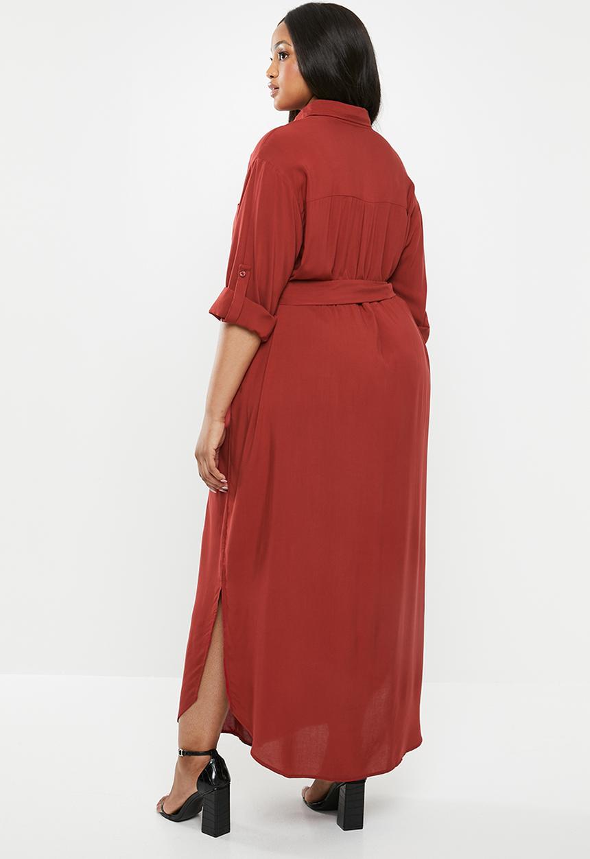 Superbalist - Maxi shirt dress - burgundy
