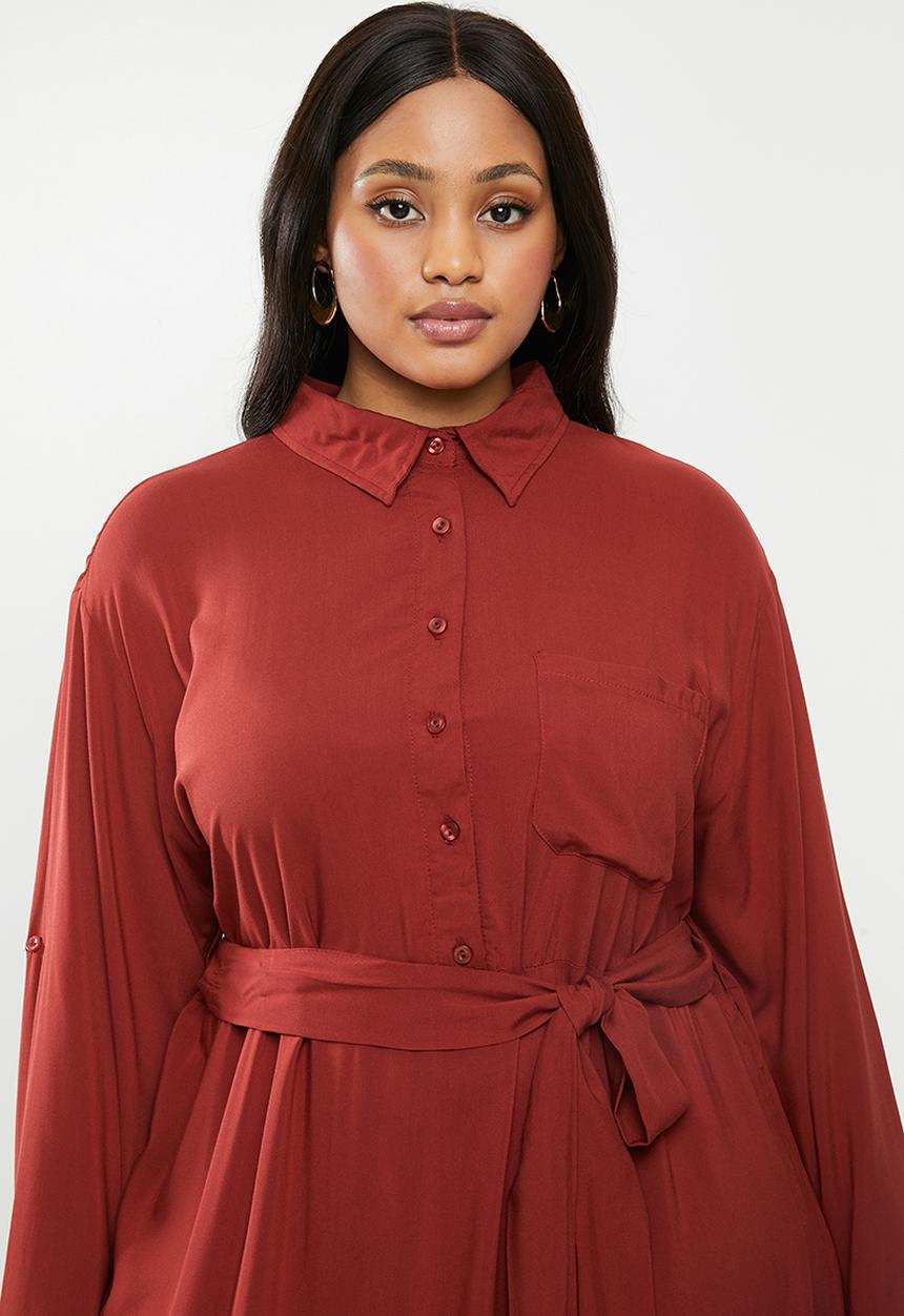 Superbalist - Maxi shirt dress - burgundy