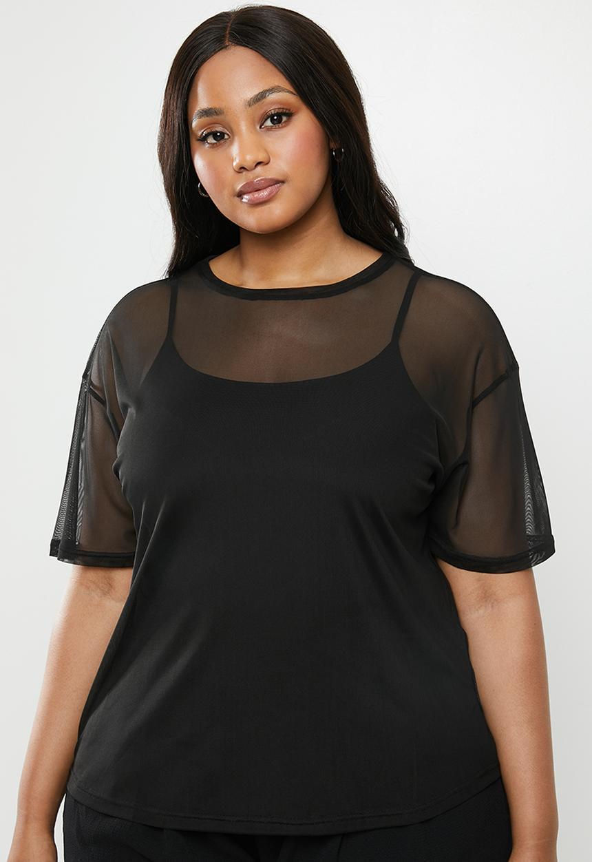 Superbalist - Mesh boxy tee - black