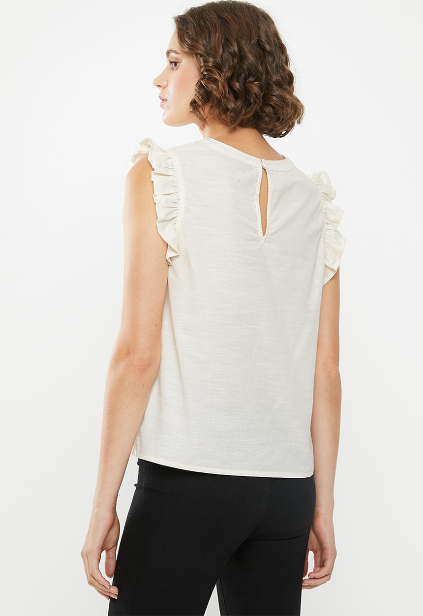 Vero Moda - Lynn frill top - cream
