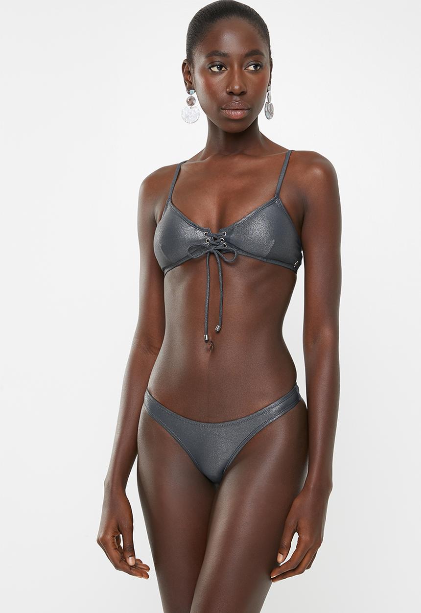 SISSY BOY - Metallic tanga bikini bottom - grey