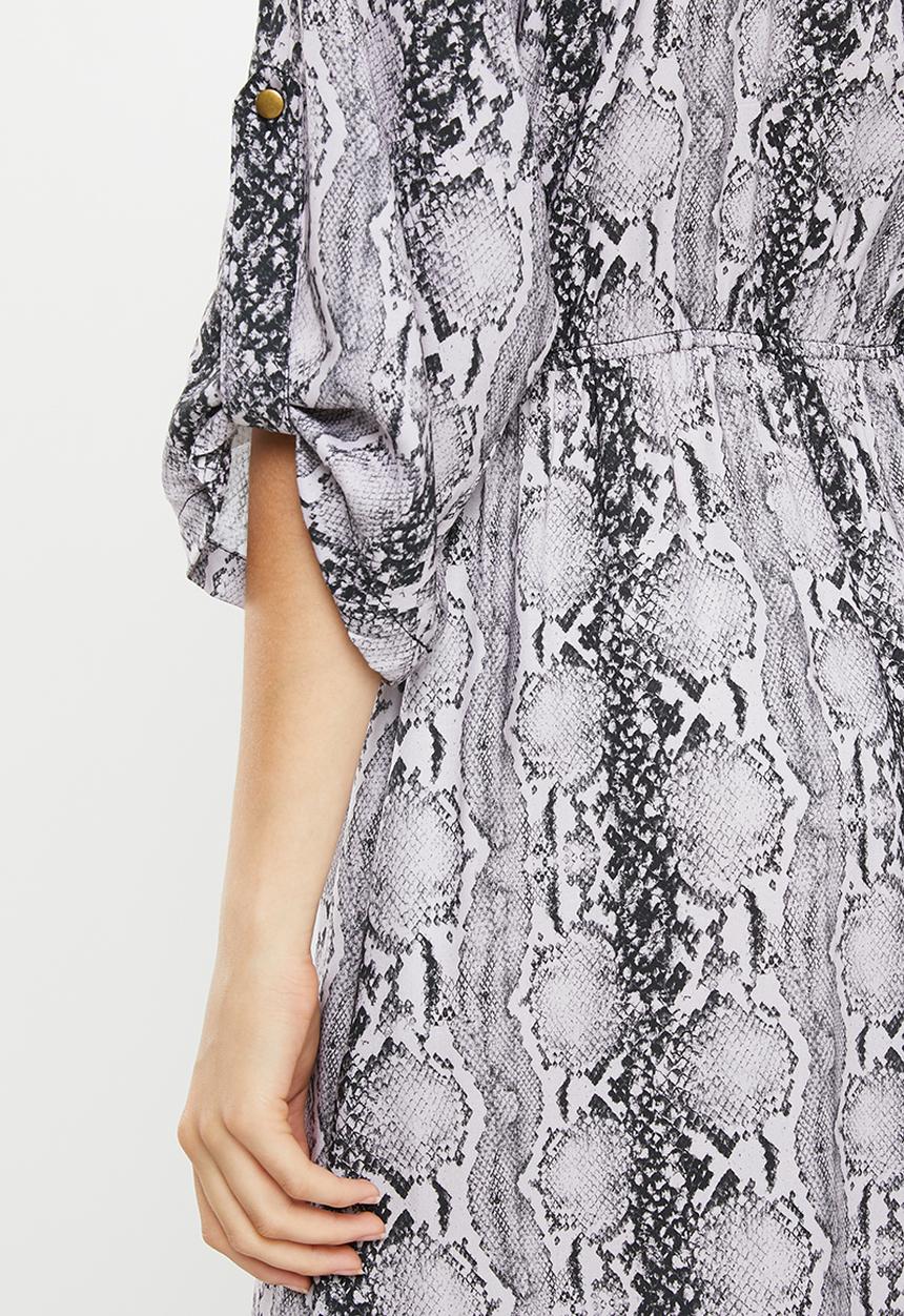 Superbalist - Printed utility style shirt dress - purple & black