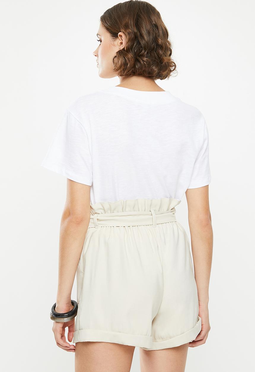 Superbalist - Slouchy slub v-neck tee - white