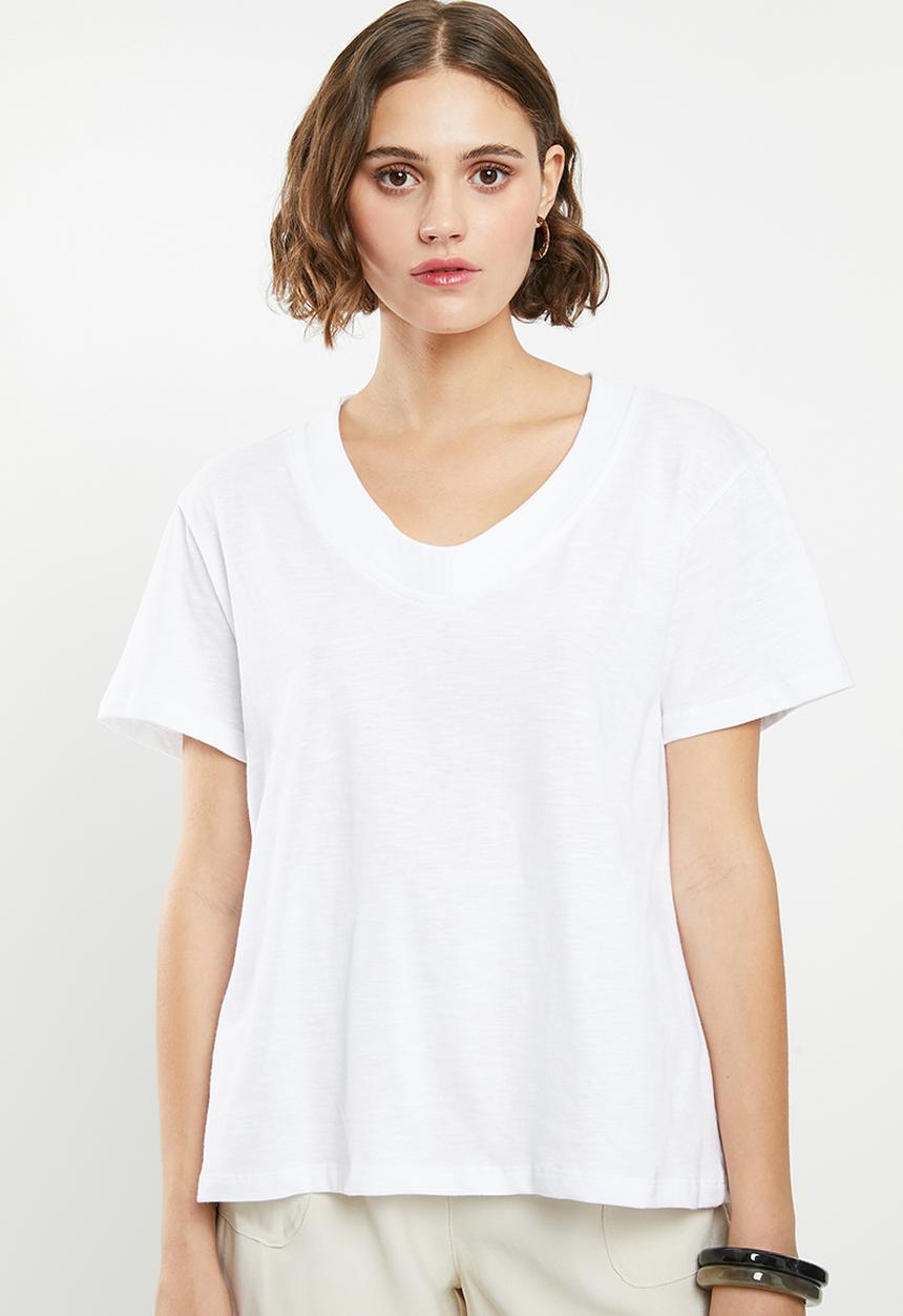 Superbalist - Slouchy slub v-neck tee - white
