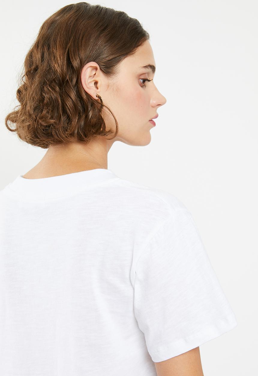 Superbalist - Slouchy slub v-neck tee - white