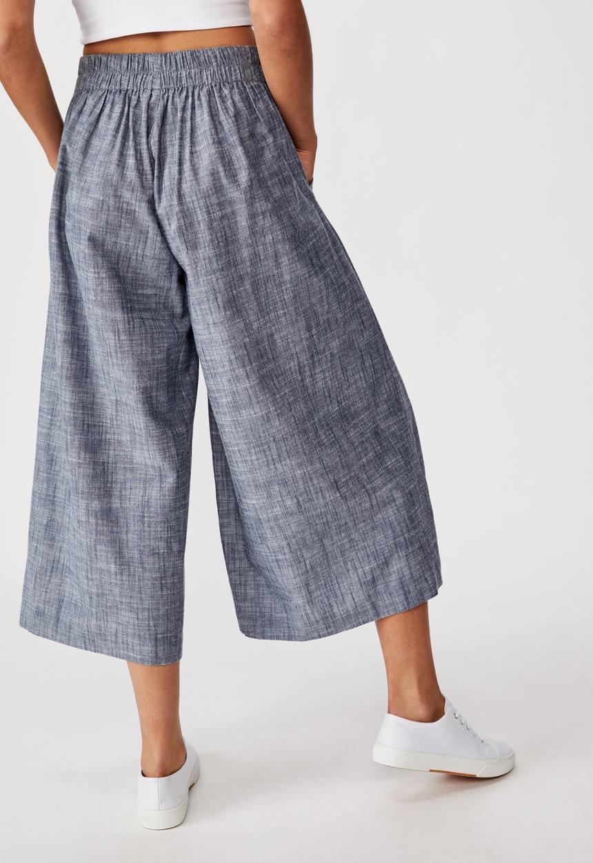 Cotton On - Luna button culotte crosshatch - blue