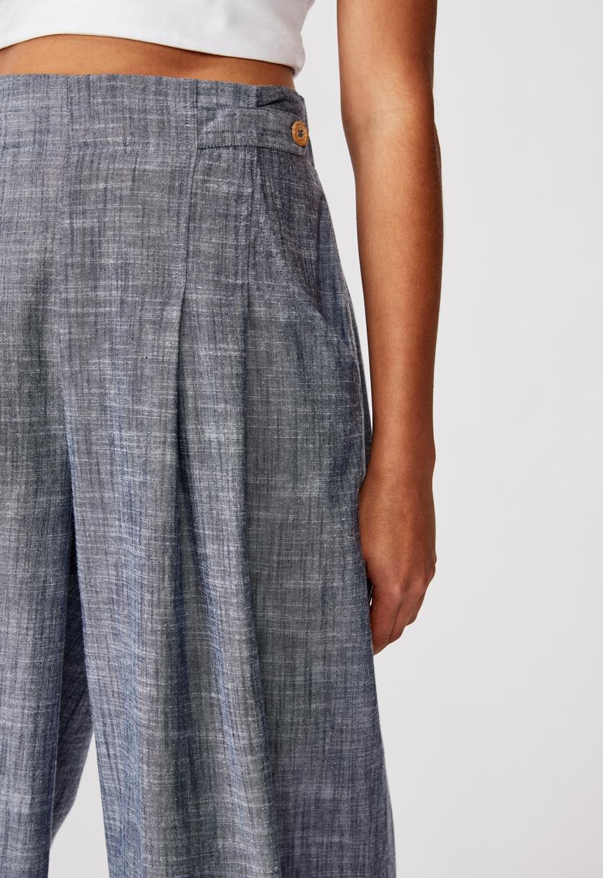 Cotton On - Luna button culotte crosshatch - blue