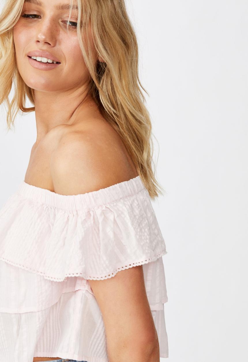 Cotton On - Sunshine frill off the shoulder top - pink