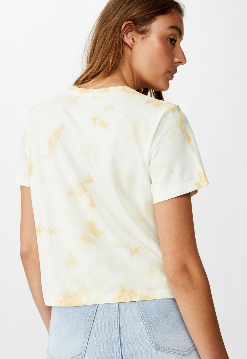 Cotton On - Chopped pockets tie dye T-shirt - cream & yellow 
