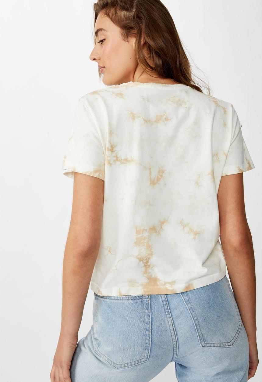 Cotton On - Chopped pockets tie dye T-shirt - cream & brown 