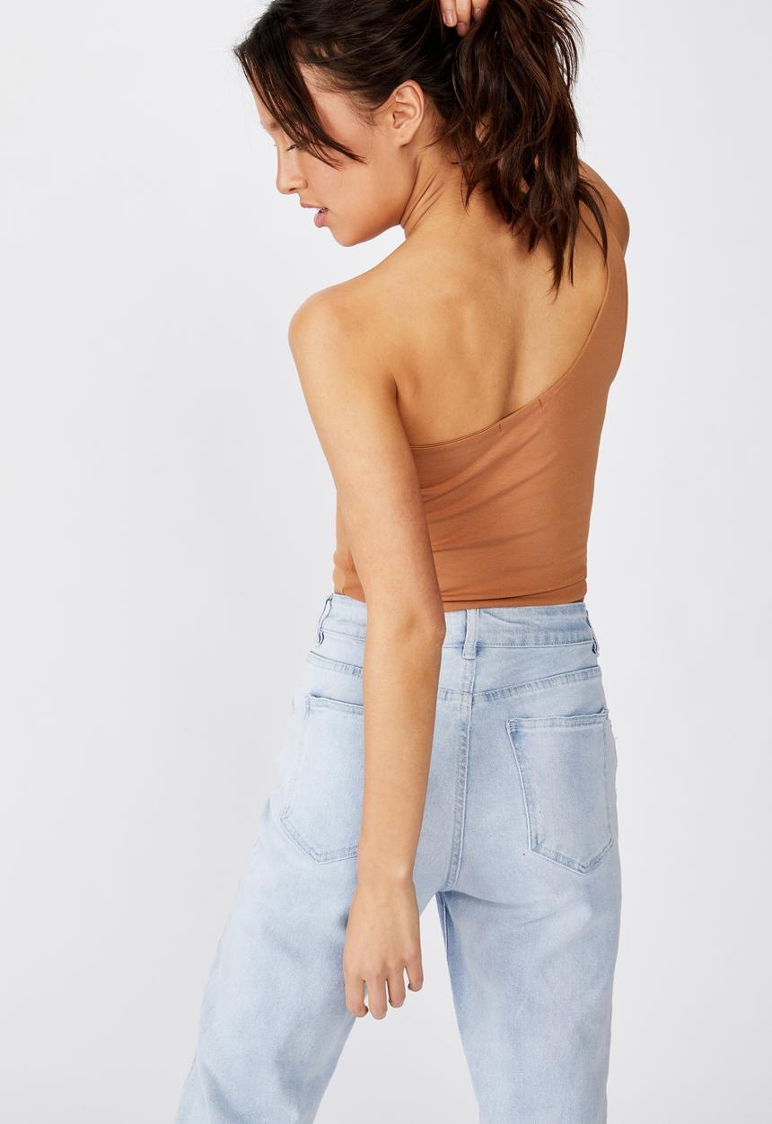 Cotton On - One shoulder sleevelss top - brown 