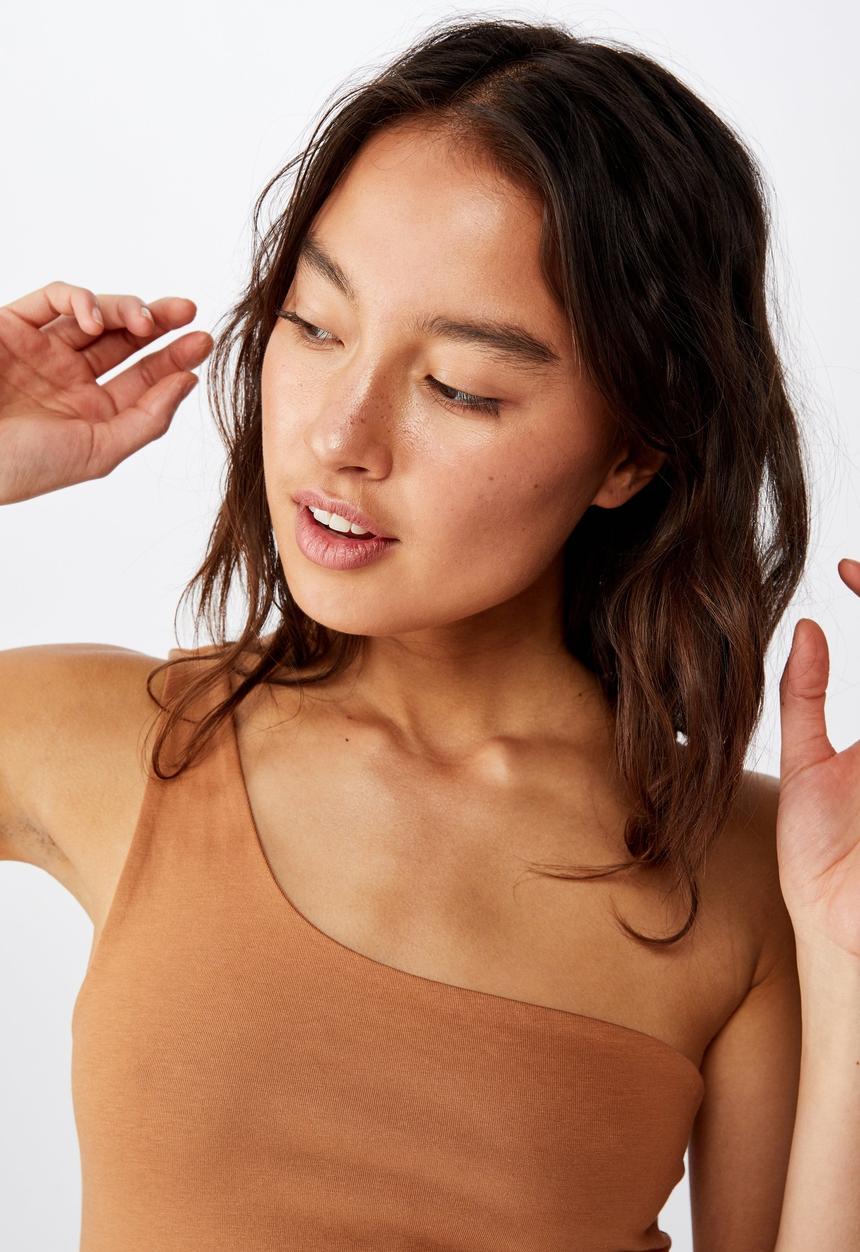 Cotton On - One shoulder sleevelss top - brown 