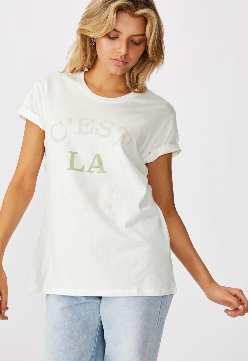 Cotton On - Classic slogan T-shirt C'esta La - cream
