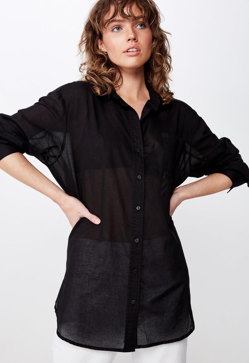 Cotton On - Savannah oversized resort shirt - black