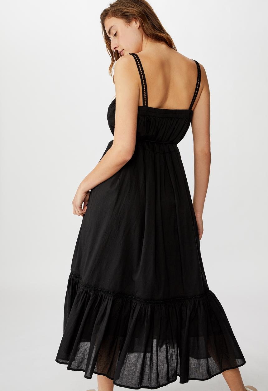 Cotton On - Woven meadow tiered midi dress - black