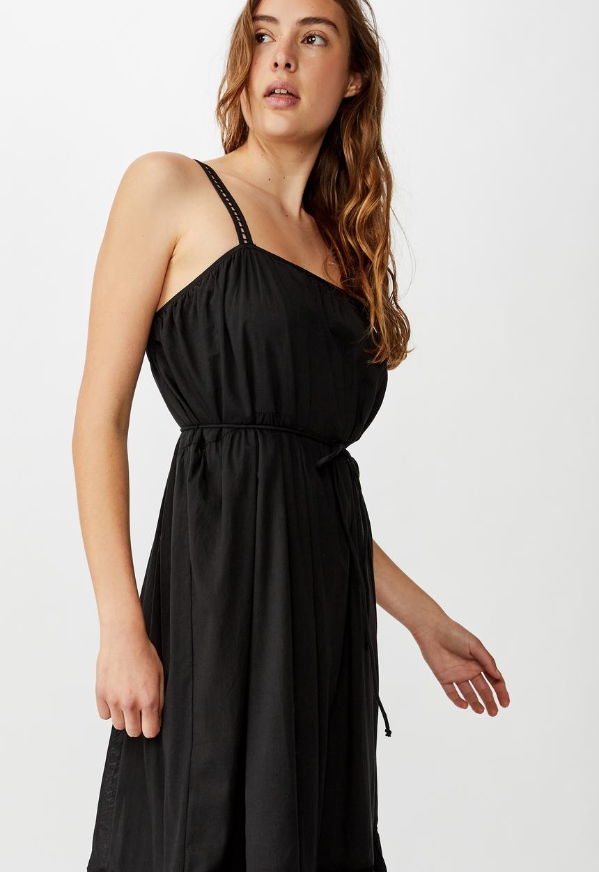 Cotton On - Woven meadow tiered midi dress - black