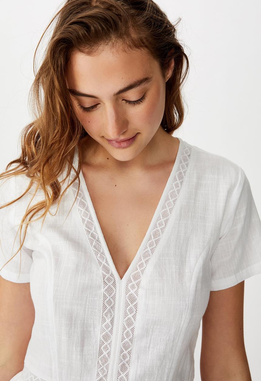 Cotton On - Woven harlow short sleeve mini dress - white