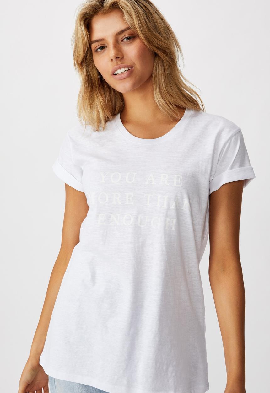 Cotton On - Classic slogan T-shirt you are more than enough - white