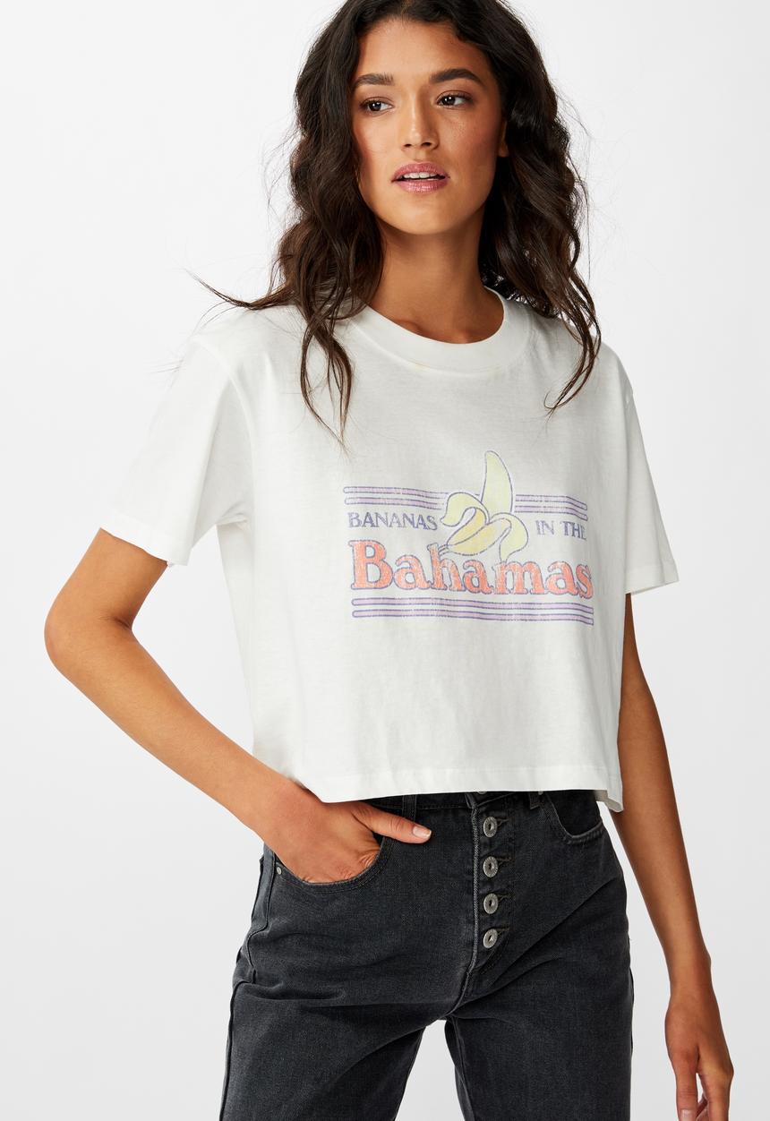 Cotton On - Tbar Cali graphic cropt tee bahamas - white