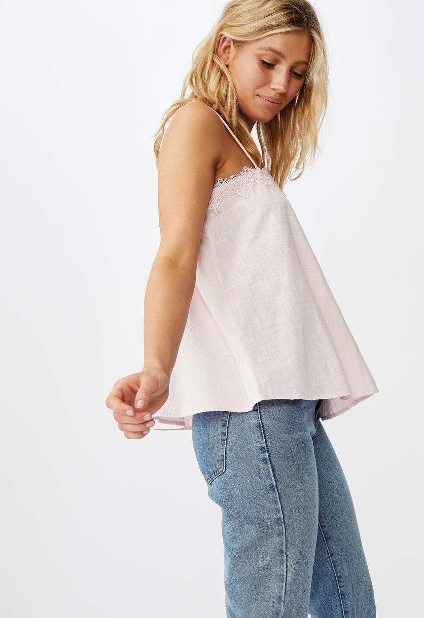 Cotton On - Wide heart lace trim cami - pink