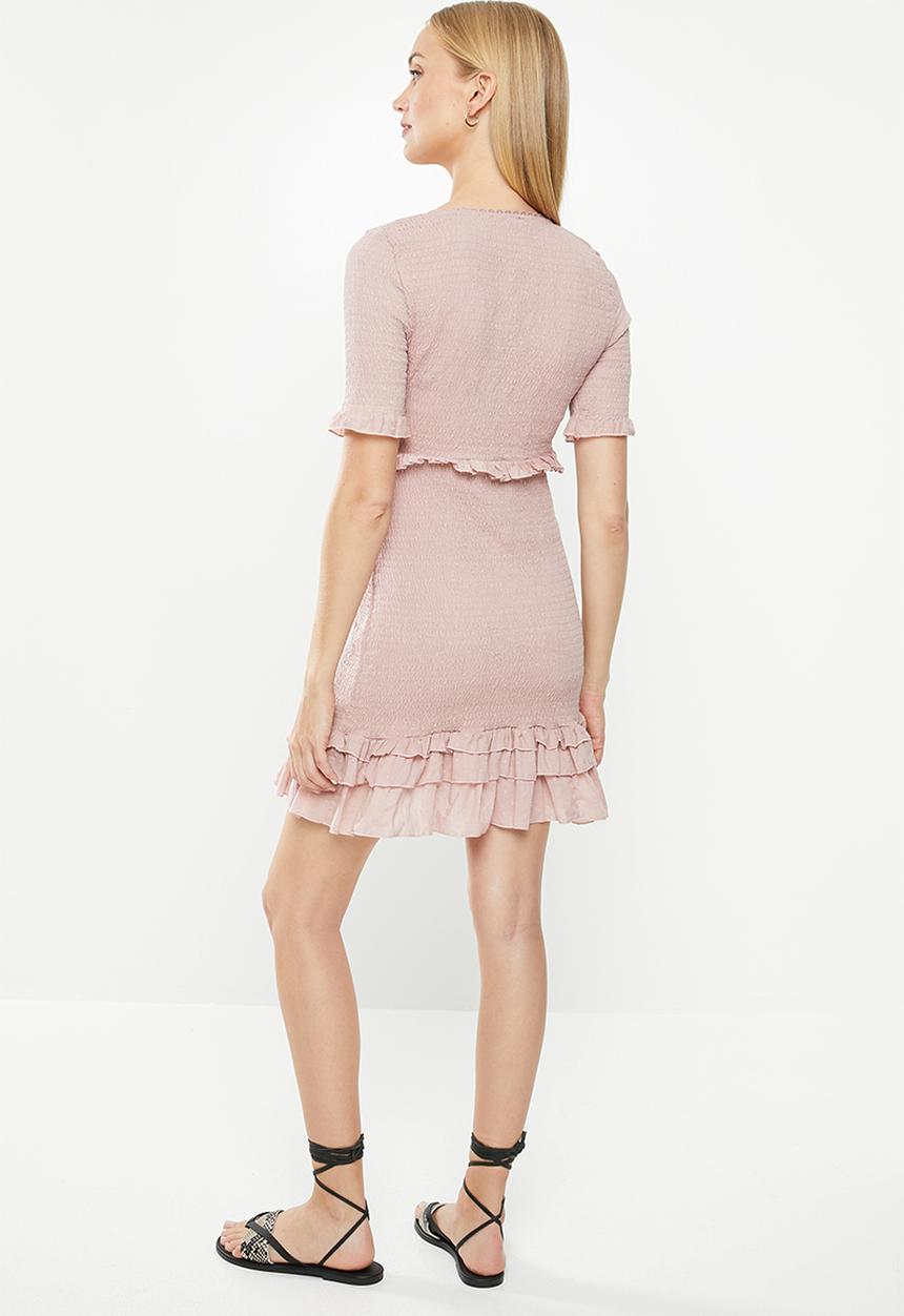 Cotton On - Woven Stella shirred mini dress  - pink