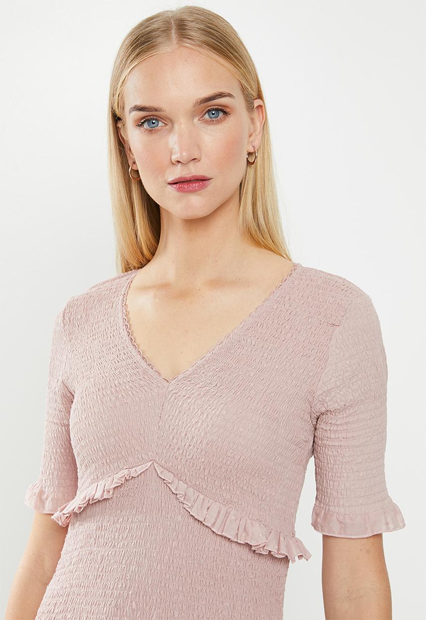 Cotton On - Woven Stella shirred mini dress  - pink