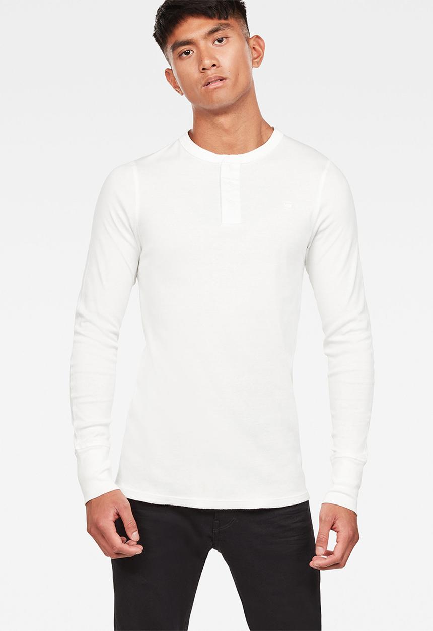 G-STAR - Korpaz grandad long sleeve tee - white