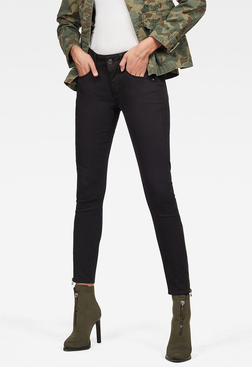 G-STAR - Lynn zip mid skinny ankle jean - black