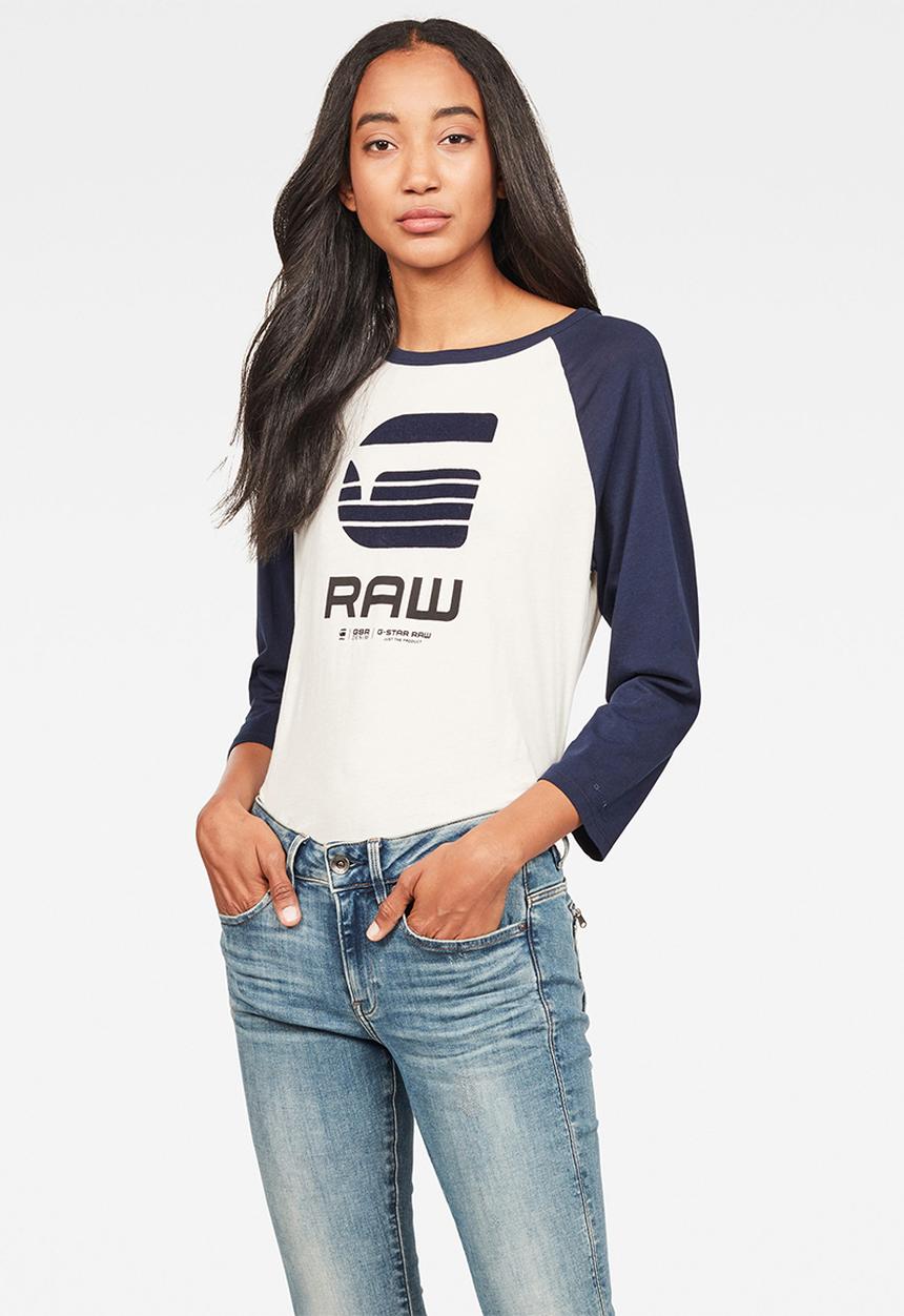 G-STAR - Graphic xzula tee - white & blue 