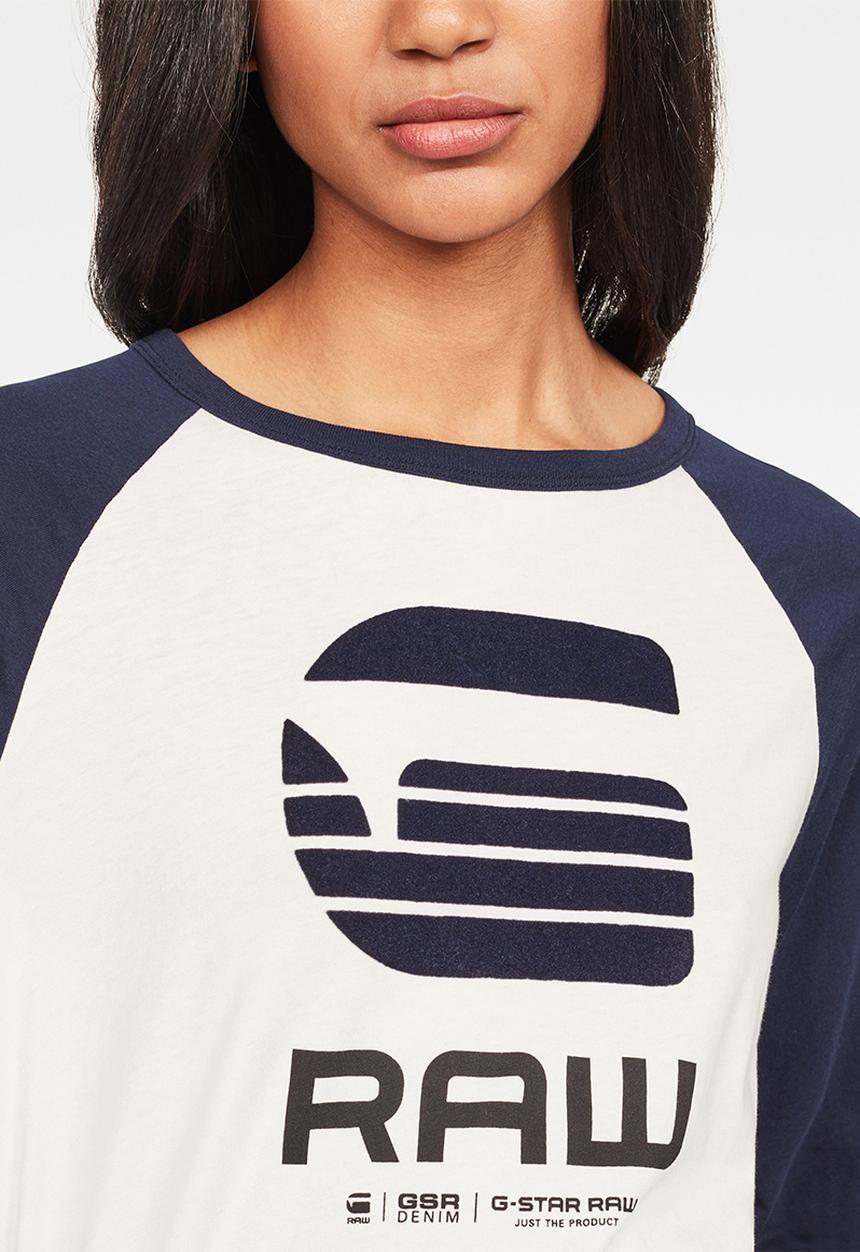 G-STAR - Graphic xzula tee - white & blue 