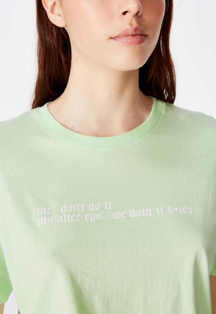 Factorie - Short sleeve raw edge crop tee - green