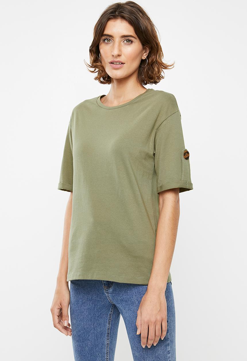 edit - Rolled sleeve tee - khaki