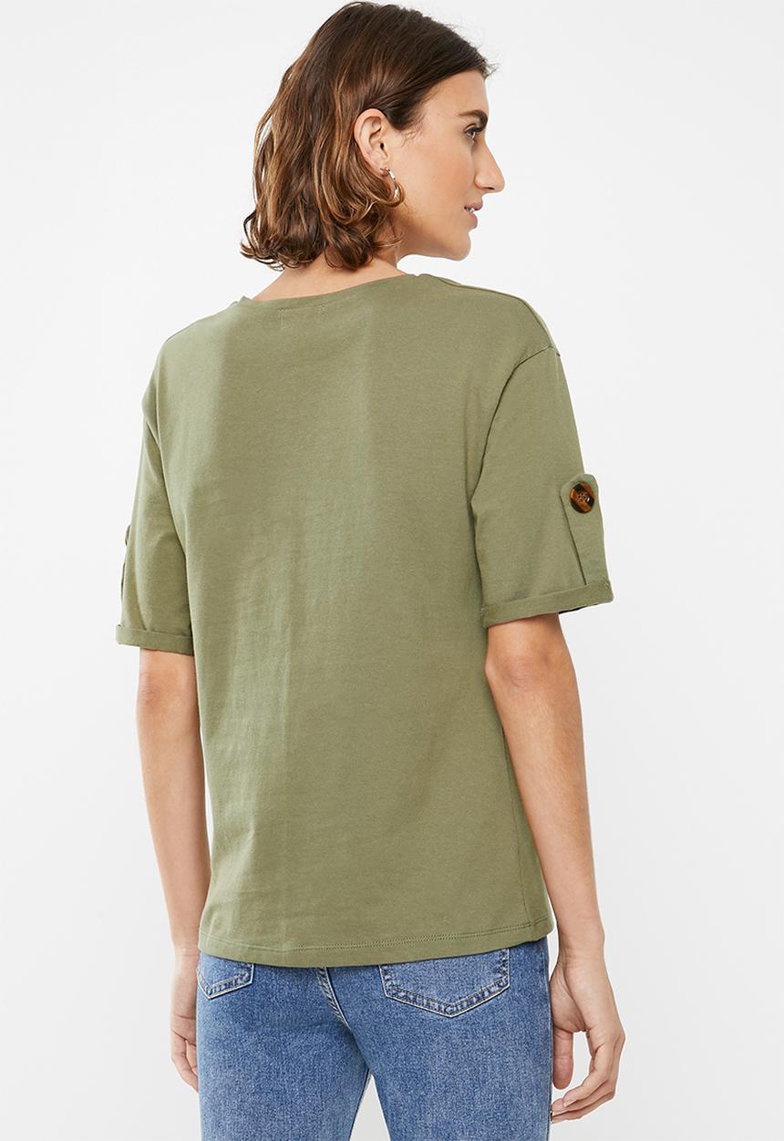 edit - Rolled sleeve tee - khaki
