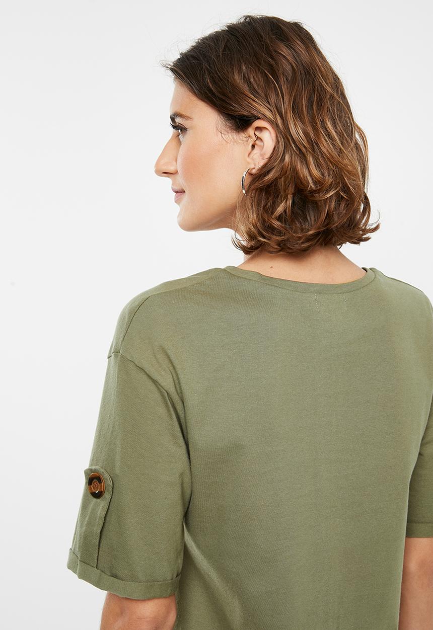 edit - Rolled sleeve tee - khaki