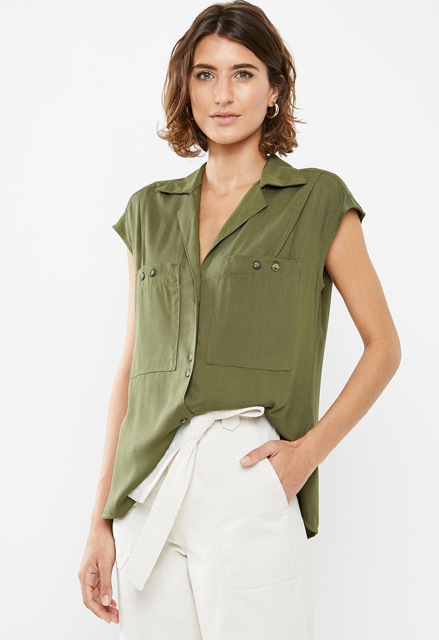 edit - Longer length utility shirt - khaki
