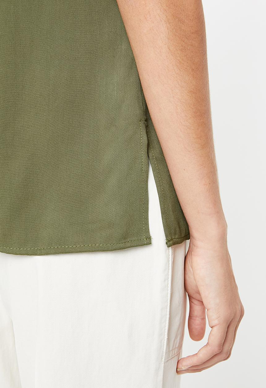 edit - Longer length utility shirt - khaki
