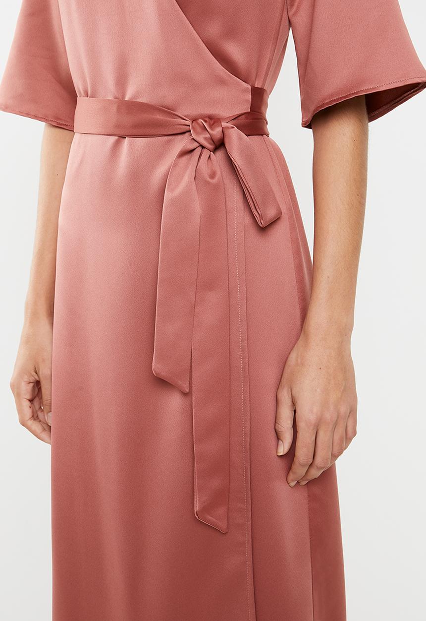 edit - Wrapover satin maxi dress - rust